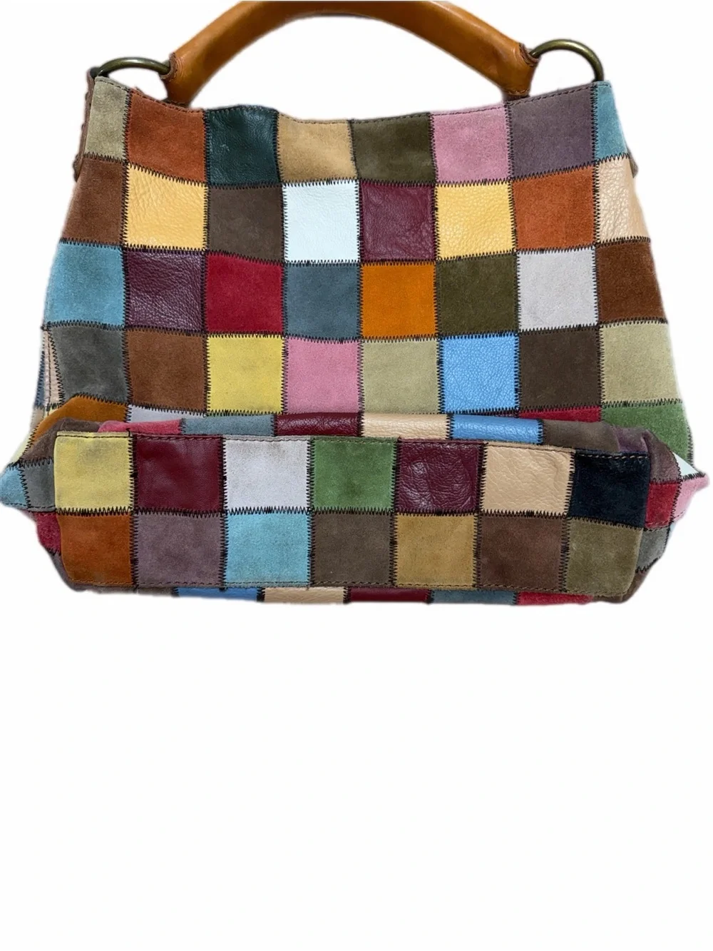 Lucky Brand Rare Y2K Patchwork Leather Hobo Shoulder Bag Ugly Betty Boho